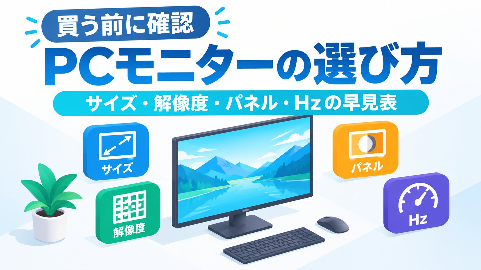 PCモニターの選び方｜サイズ・解像度・パネル・Hzの早見表