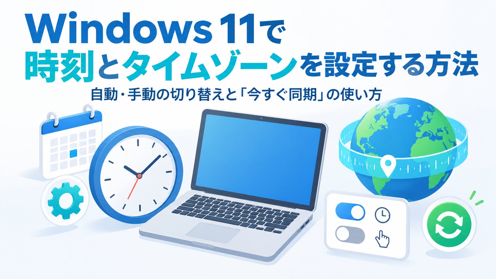 Windows 11で時刻とタイムゾーンを設定する方法｜自動・手動の切り替えと「今すぐ同期」の使い方